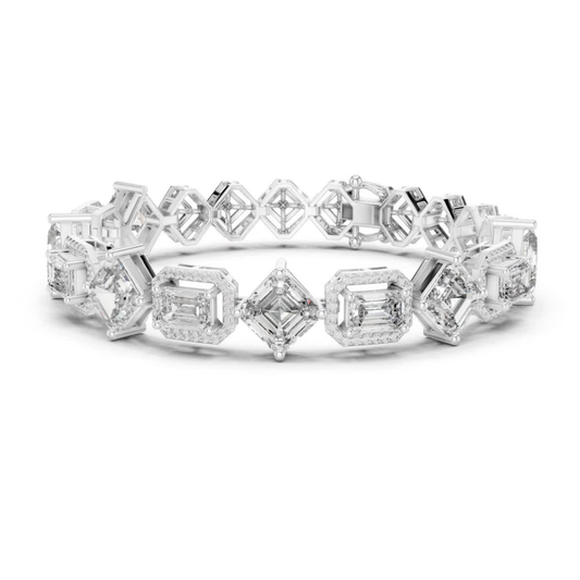 White gold Asscher and emerald cut diamond tennis bracelet
Luxury diamond tennis bracelet in white gold
Mixed shape diamond bracelet with halo settings
White gold bracelet featuring Asscher cut diamonds
Emerald cut diamond tennis bracelet for women
Elegant white gold diamond bracelet jewelry
Designer mixed cut diamond bracelet in white gold
Fine diamond tennis bracelet with geometric design
Statement white gold bracelet with diamonds
Modern diamond tennis bracelet in white gold setting