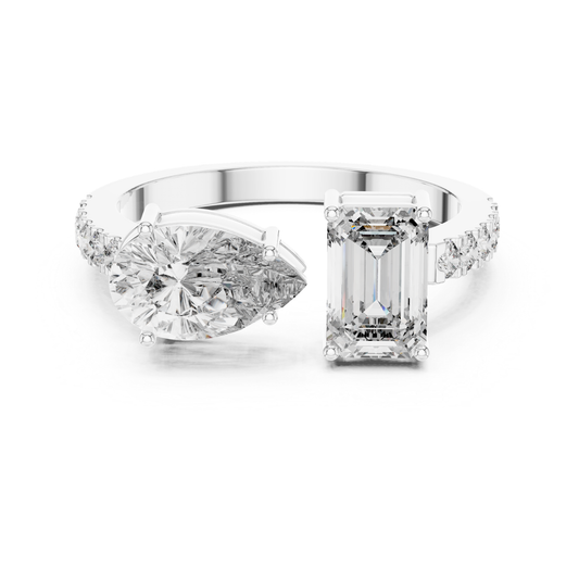 White gold toi et moi diamond ring
White gold emerald and marquise diamond ring
Toi et moi ring with emerald and marquise diamonds
White gold two stone diamond ring
Emerald cut and marquise diamond ring
White gold bypass diamond ring
Two stone diamond ring in white gold
White gold emerald marquise engagement ring
White gold diamond ring with dual center stones
Modern white gold toi et moi ring