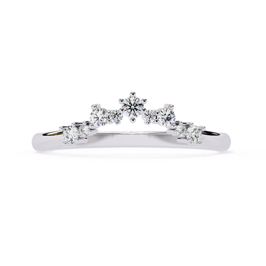 gold curved diamond wedding band side view
White gold contour diamond wedding band profile
White curved diamond band side view
diamond wedding band prong setting side