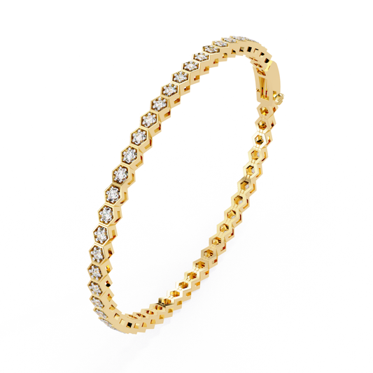 Hexa Gold Diamond Tennis Bracelet | Six Sides of Pure Luxury