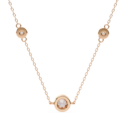 Round Cut Trio Lab Grown Diamond Pendant With Chain | 18K