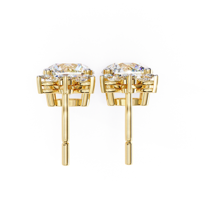 Diamond Leaf Drop Lab Grown Earrings in Gold | Elegant Fine Jewelry