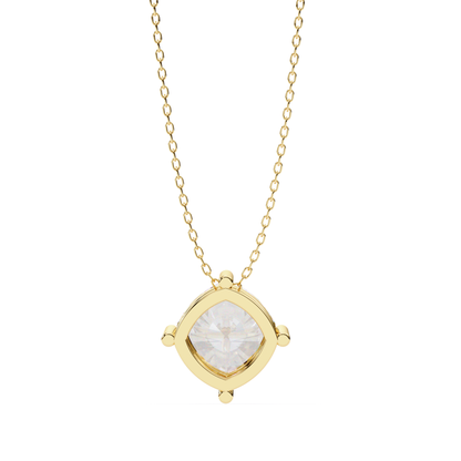 Cushion Square Lab Grown Diamond Pendant With Chain | 18K