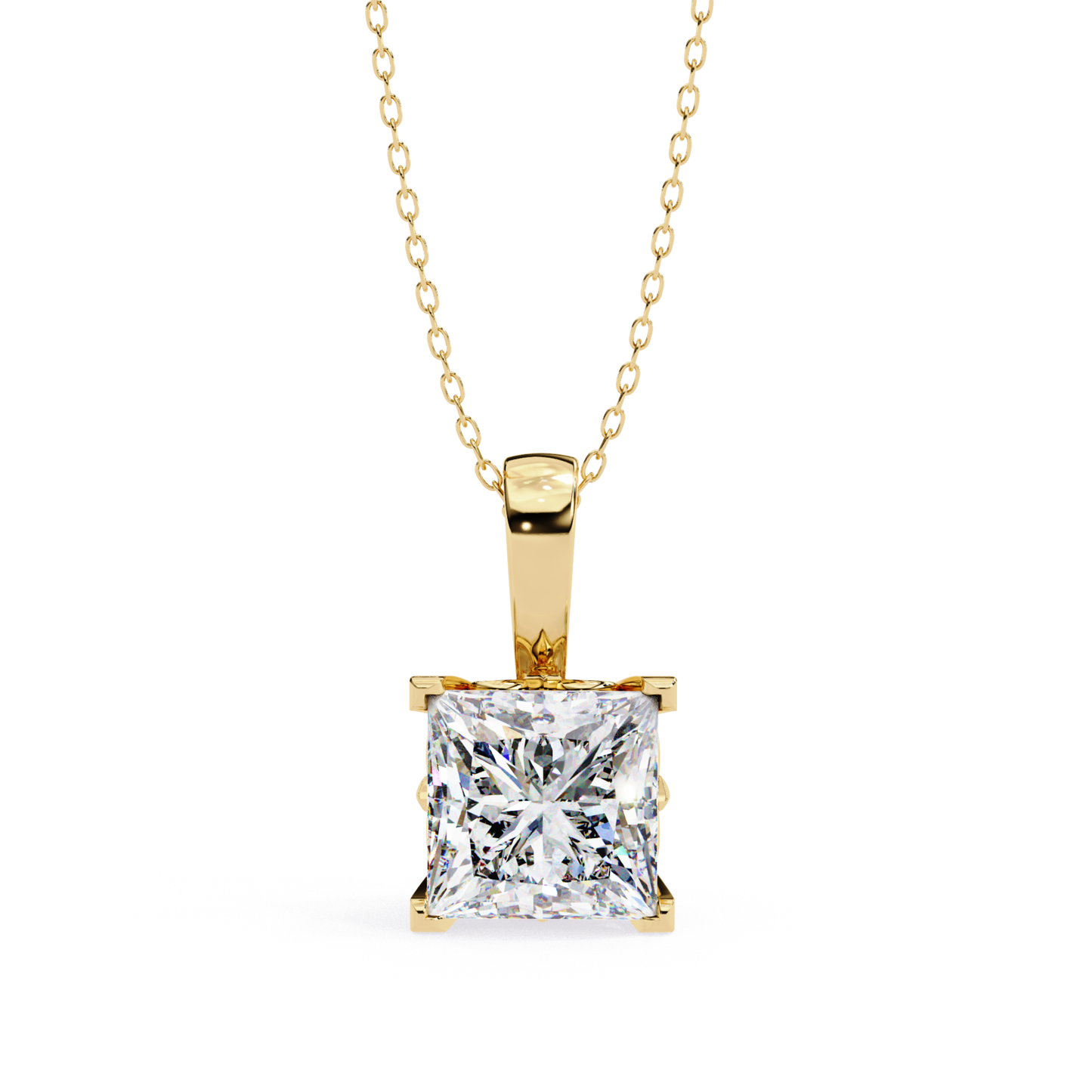 Luxe Princess Radiance Pendant | 18K Fine Gold Jewelry