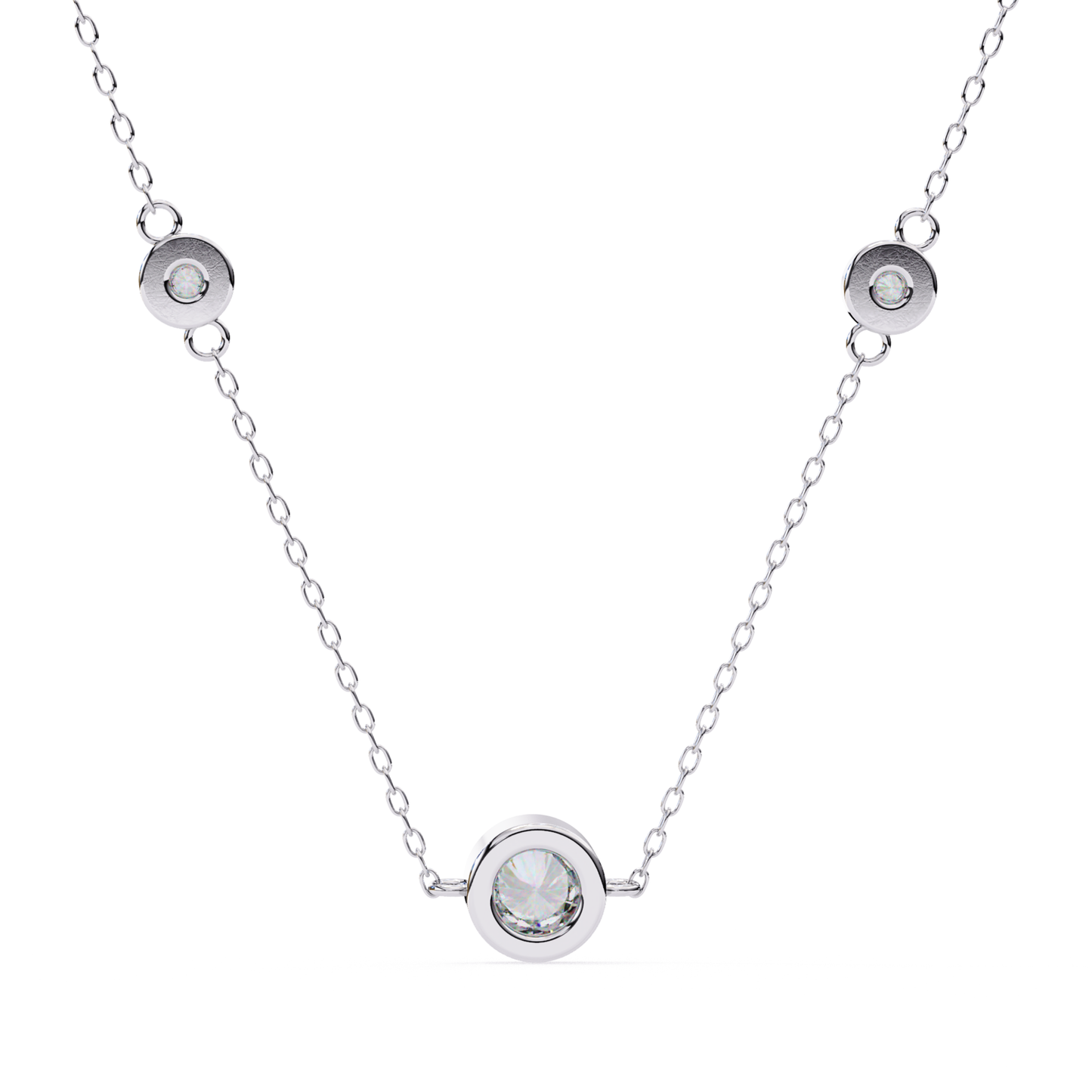 Round Cut Trio Lab Grown Diamond Pendant With Chain | 18K