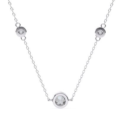 Round Cut Trio Lab Grown Diamond Pendant With Chain | 18K
