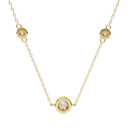 Round Cut Trio Lab Grown Diamond Pendant With Chain | 18K