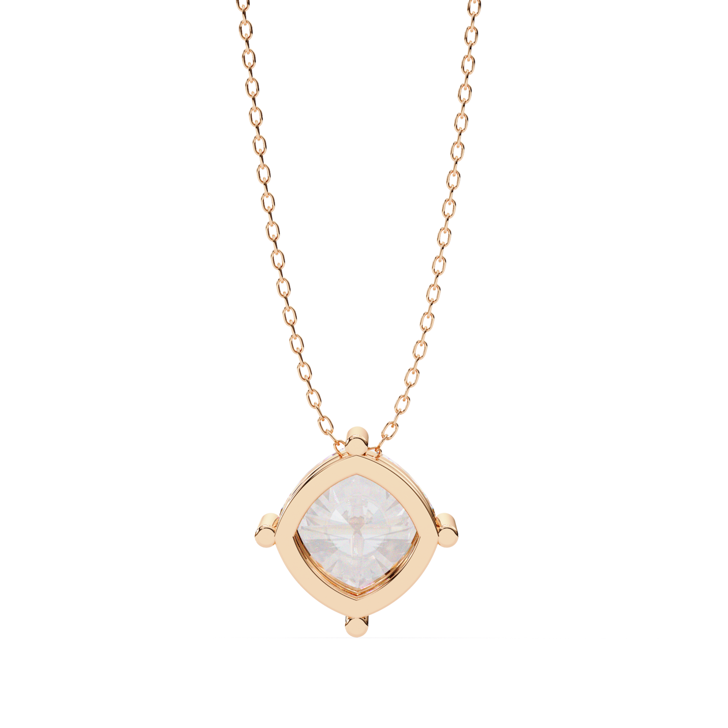 Cushion Square Lab Grown Diamond Pendant With Chain | 18K