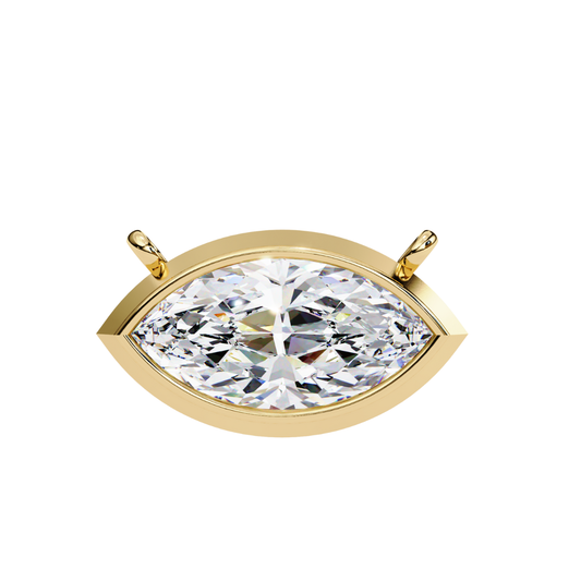 East-West Marquise Lab Grown Diamond Pendant With Chain | 18K