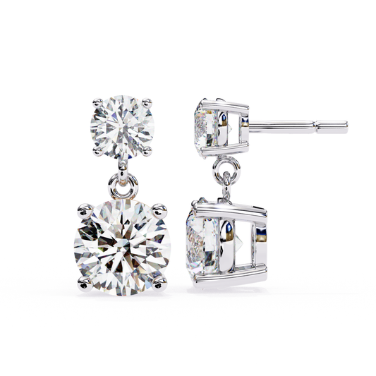 Lab Grown Diamond Drop Stud Earrings in Yellow Gold | Elegance Drops