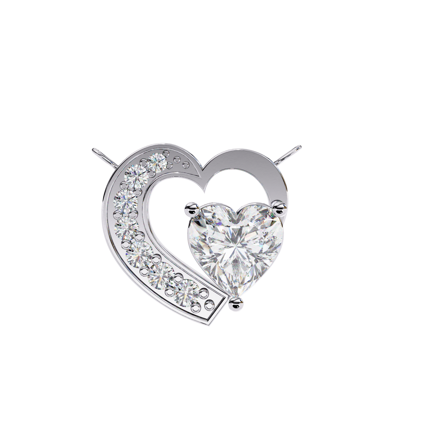 Heart Cut Lab Grown Diamond Double Heart Pendant With Chain
