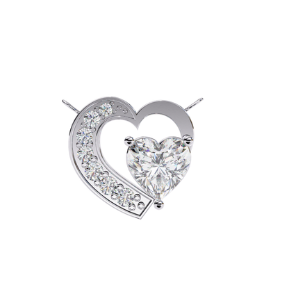 Heart Cut Lab Grown Diamond Double Heart Pendant With Chain