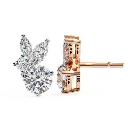 Gold Diamond Cluster Stud Earrings | 10K 14K 18K Fine Jewelry