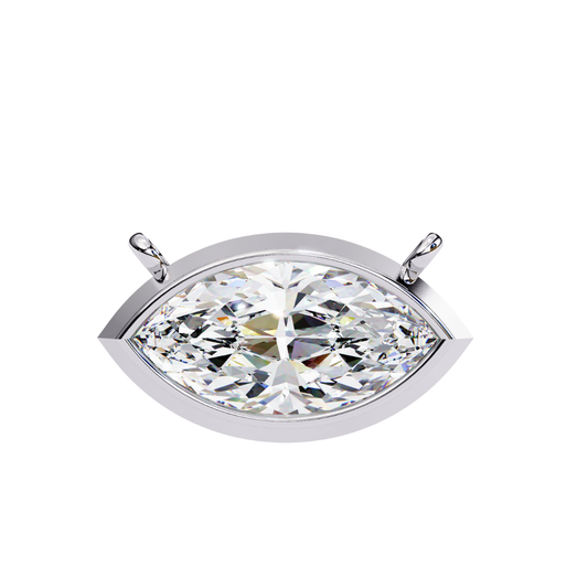 East-West Marquise Lab Grown Diamond Pendant With Chain | 18K