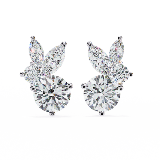 Sparkling Leaf Diamond Earrings