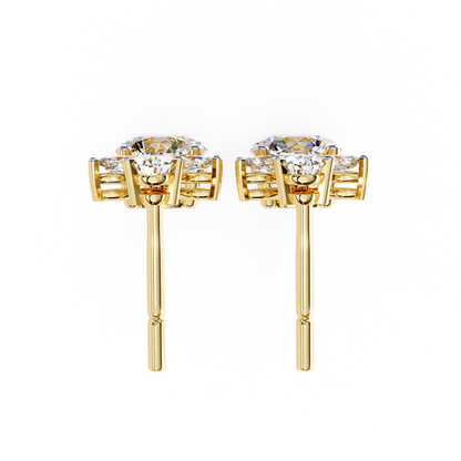 Gold Diamant Blumen-Ohrhänger aus dem Labor | 18K Feiner Schmuck