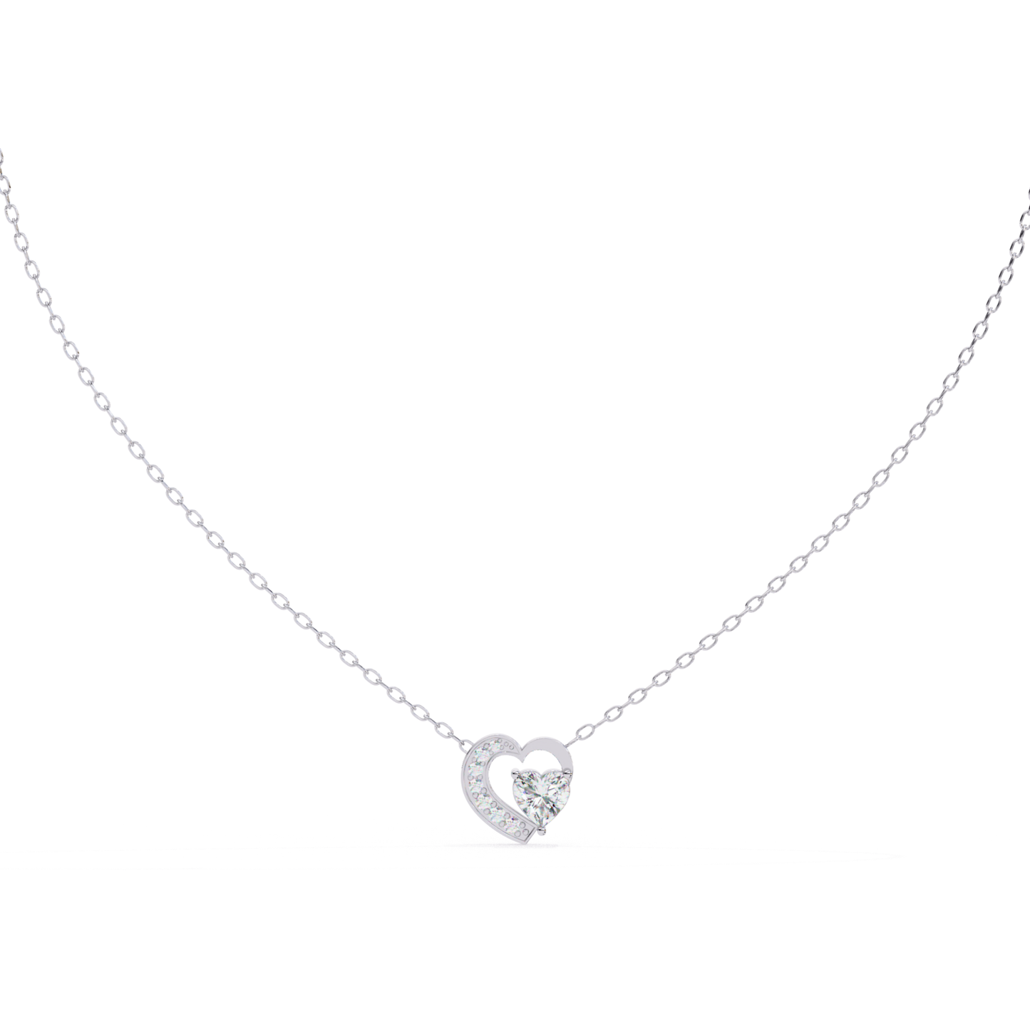 Heart Cut Lab Grown Diamond Double Heart Pendant With Chain