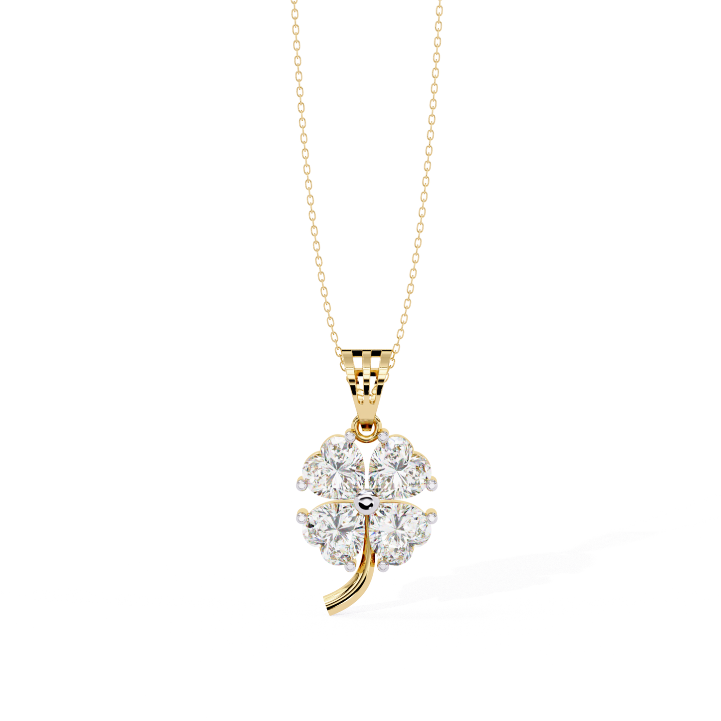 Kleeblatt Herz Laborgezüchteter Diamant-Anhänger | 18K Goldschmuck