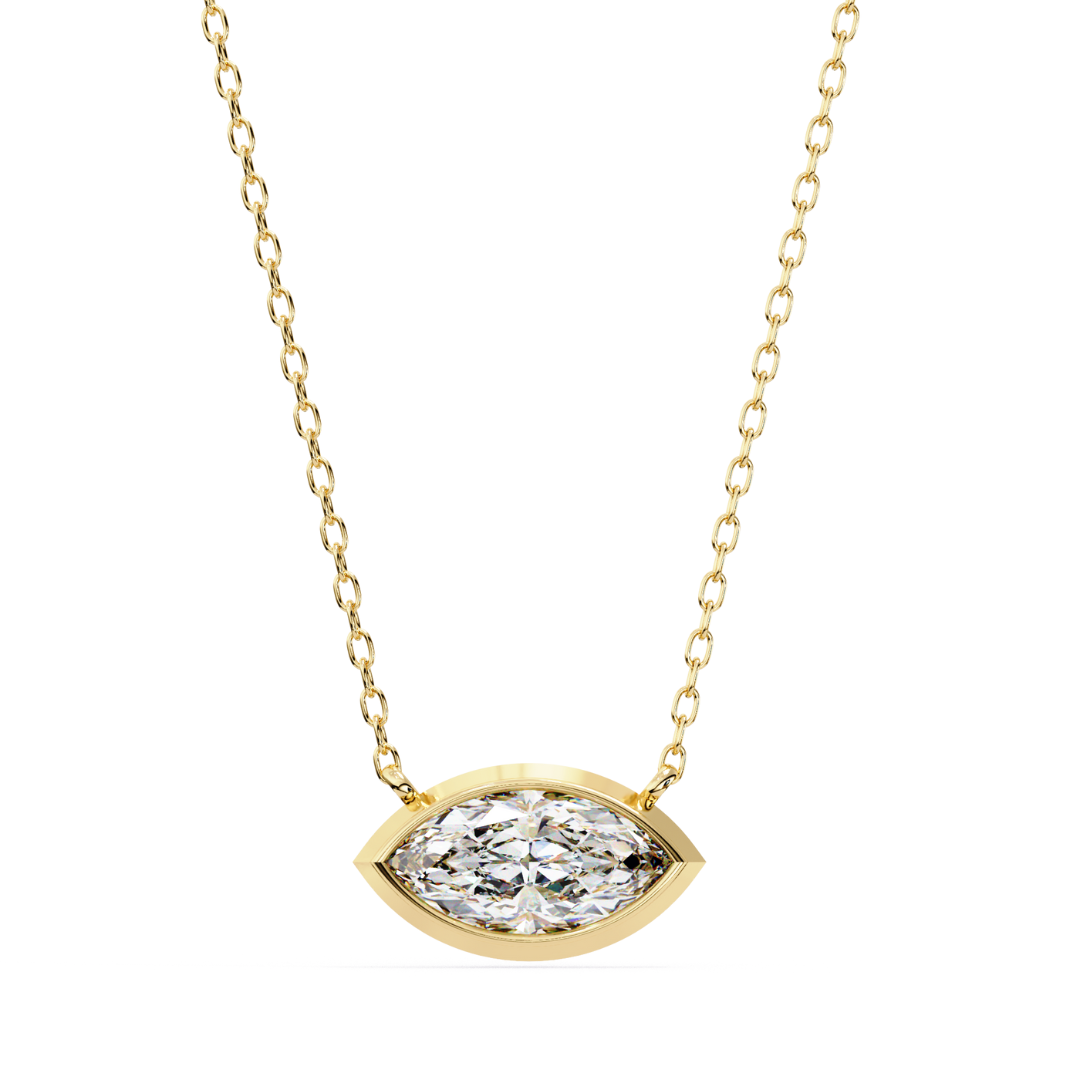 Luxe Marquise Laborgezüchteter Diamant-Anhänger mit Kette | 18K