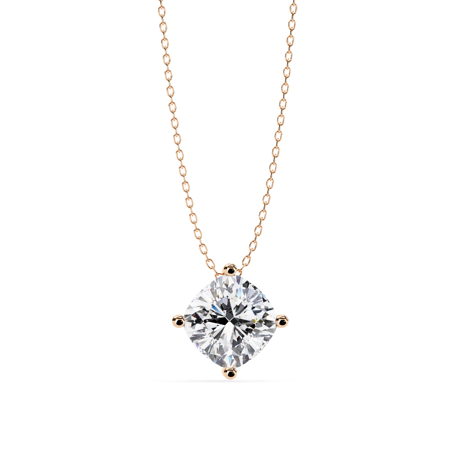 Cushion Square Lab Grown Diamond Pendant With Chain | 18K
