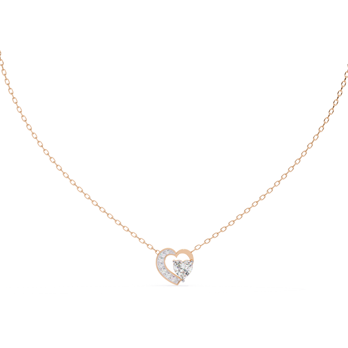 Heart Cut Lab Grown Diamond Double Heart Pendant With Chain