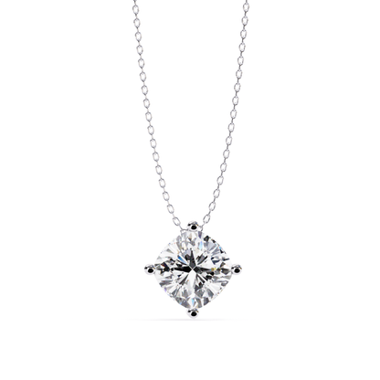 Cushion Square Lab Grown Diamond Pendant With Chain | 18K