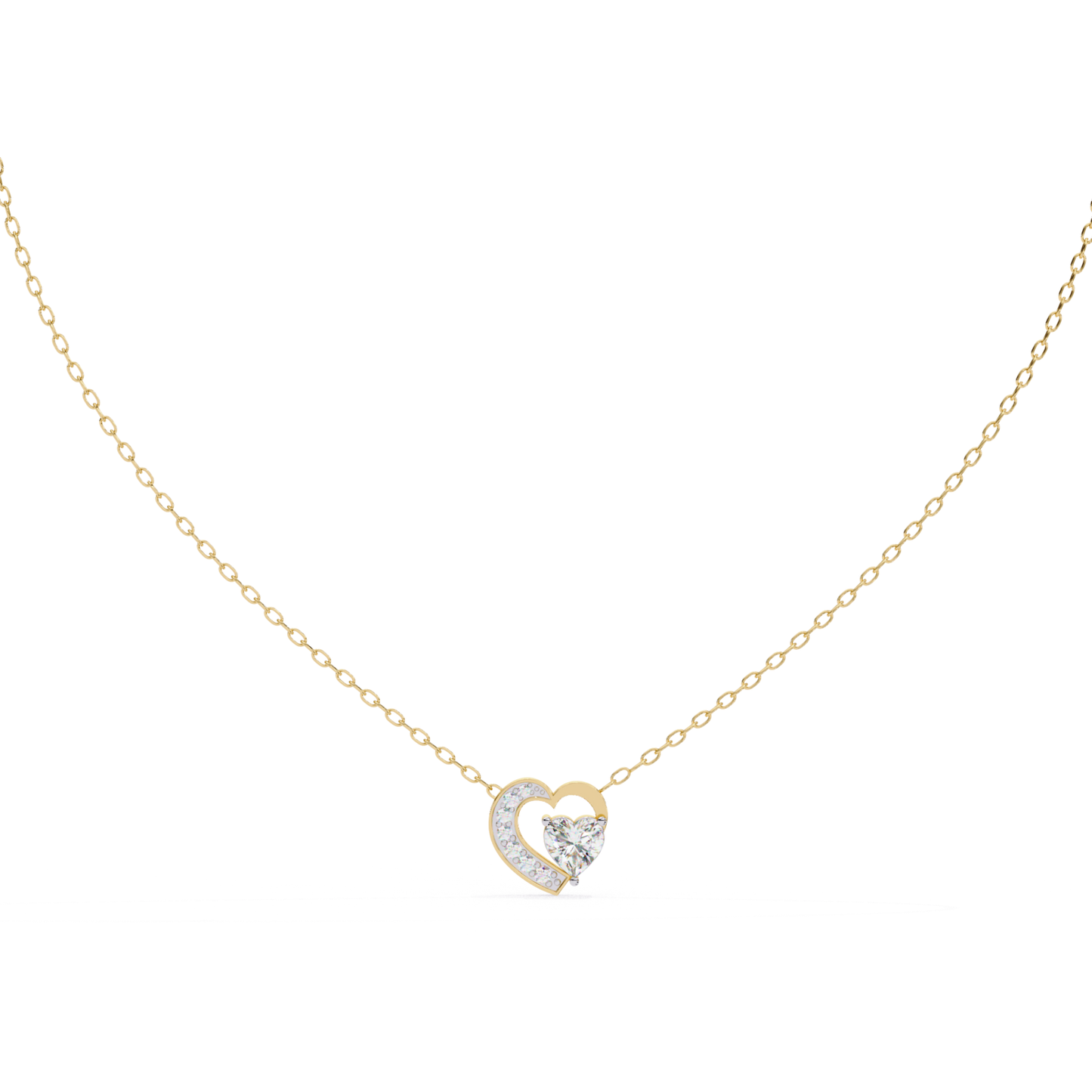 Heart Cut Lab Grown Diamond Double Heart Pendant With Chain