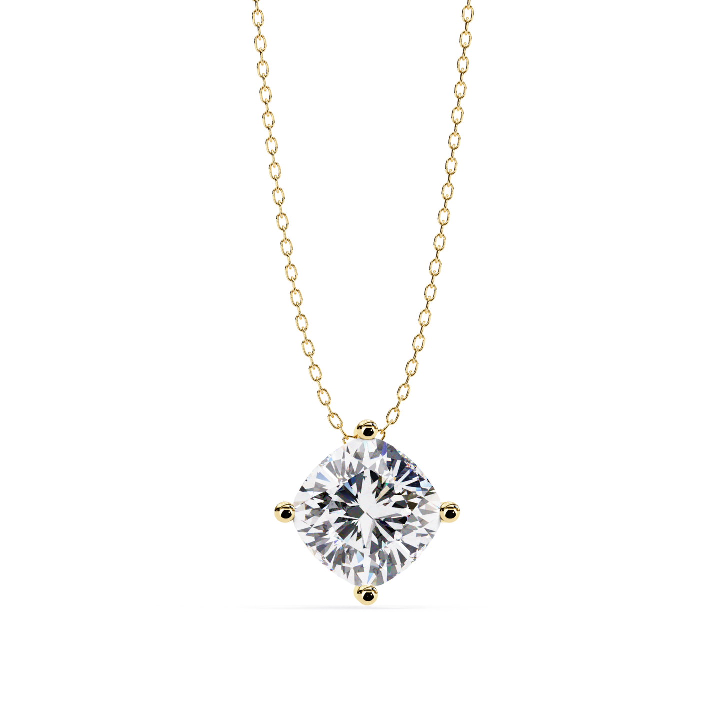 Cushion Square Lab Grown Diamond Pendant With Chain | 18K