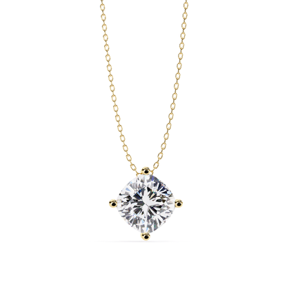 Cushion Square Lab Grown Diamond Pendant With Chain | 18K