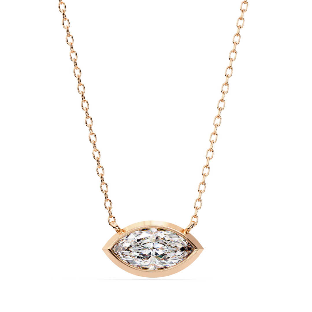 Luxe Marquise Laborgezüchteter Diamant-Anhänger mit Kette | 18K