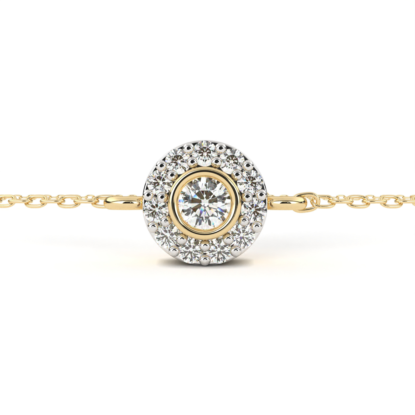 ラディアント ヘイロー ダイヤモンドブレスレット | ファインラグジュアリー 18K 14K 10K ゴールド