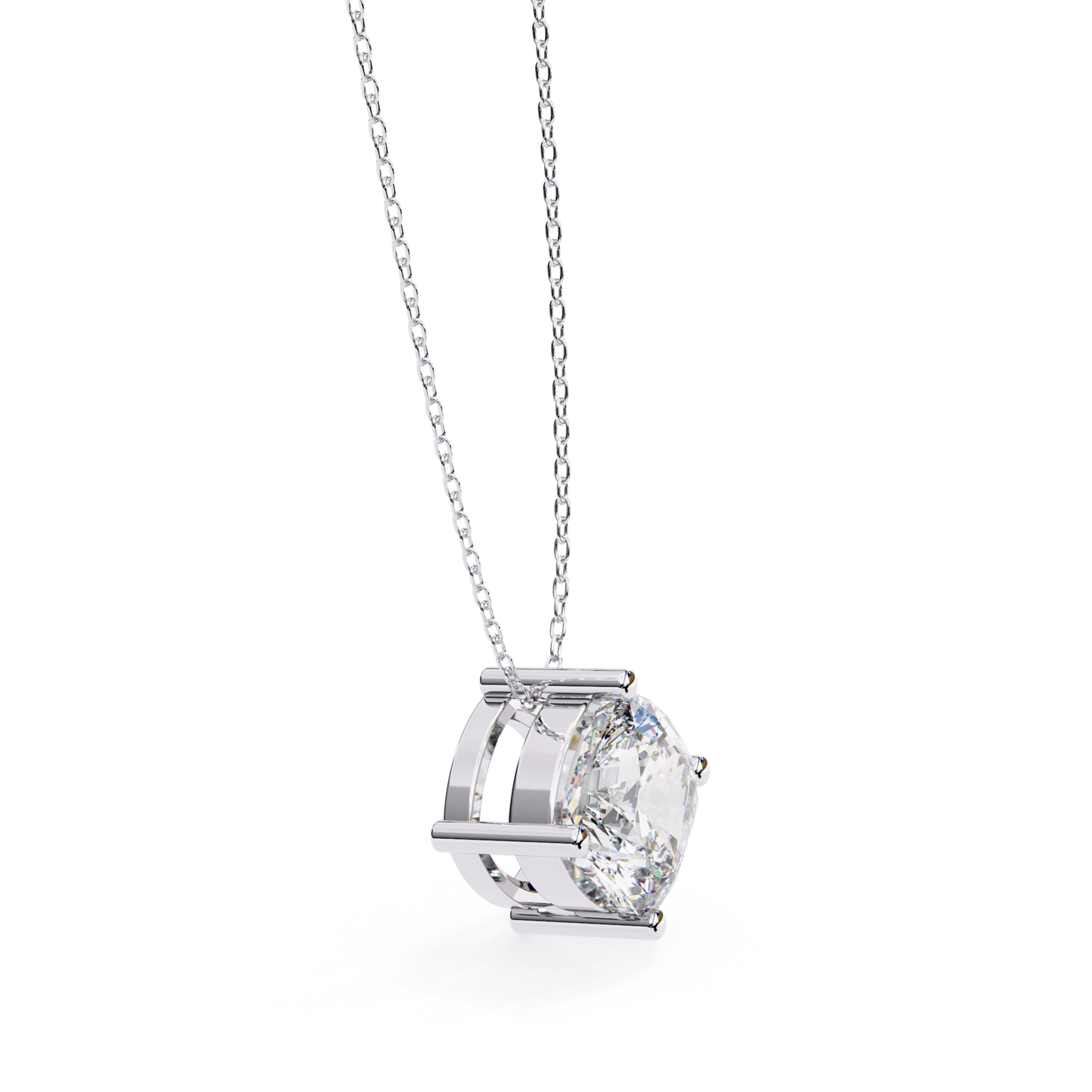 Cushion Square Lab Grown Diamond Pendant With Chain | 18K