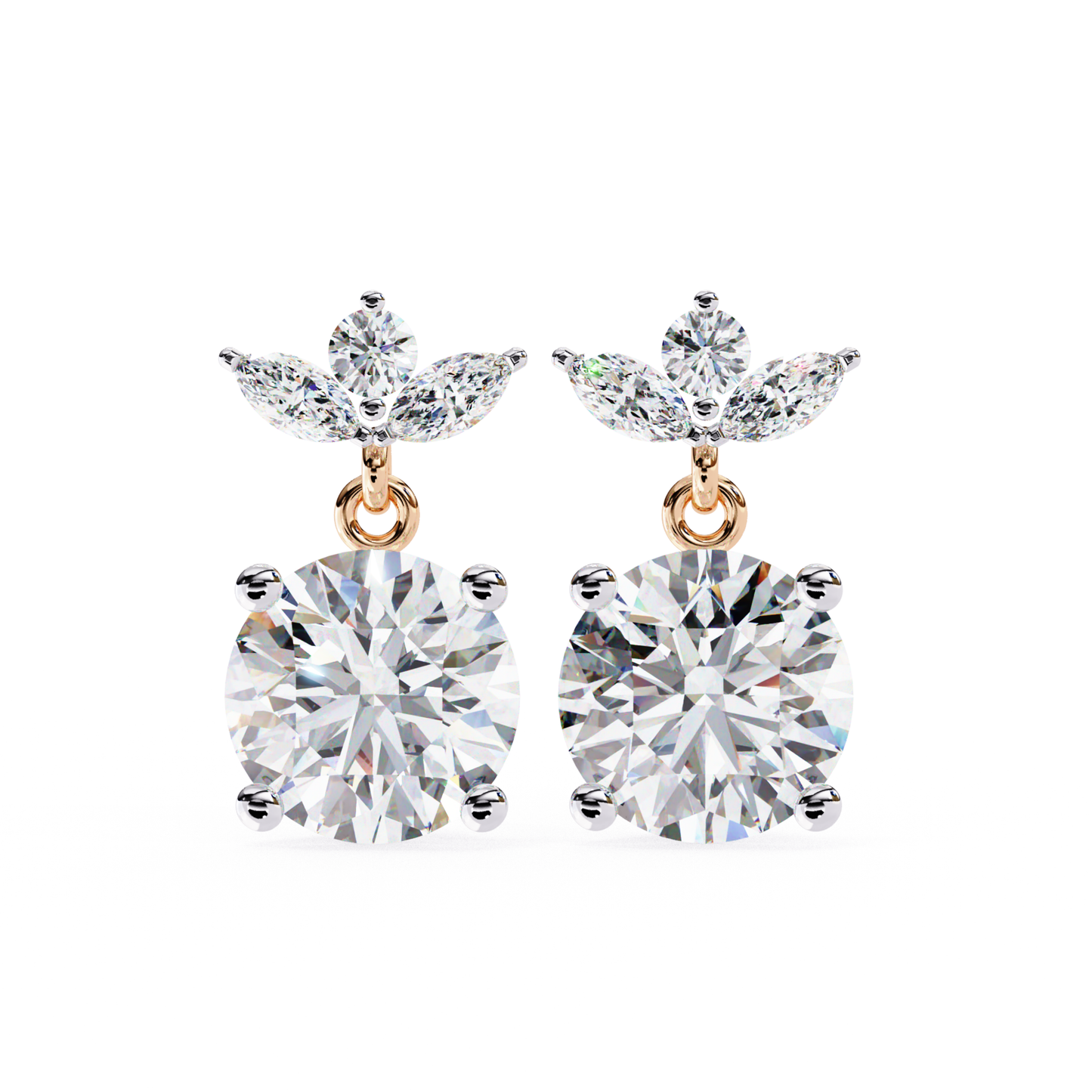 Diamond Leaf Drop Lab Grown Earrings in Gold | Elegant Fine Jewelry