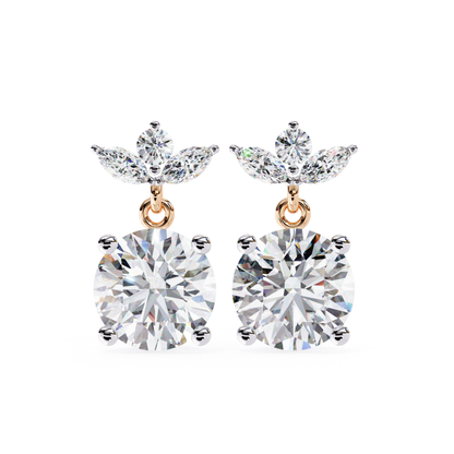 Diamond Leaf Drop Lab Grown Earrings in Gold | Elegant Fine Jewelry