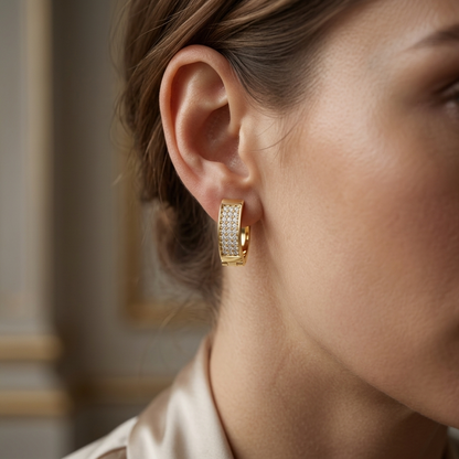 Round Lab Grown Diamond Pavé Huggie Hoop Earrings