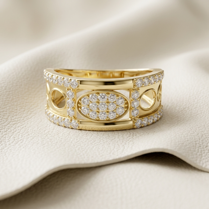 Modern Oval Frame Round Lab Grown Diamond Ring