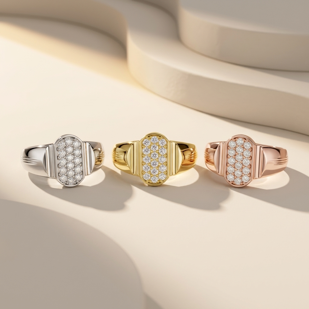 Round Lab Grown Diamond Oval Signet Ring
