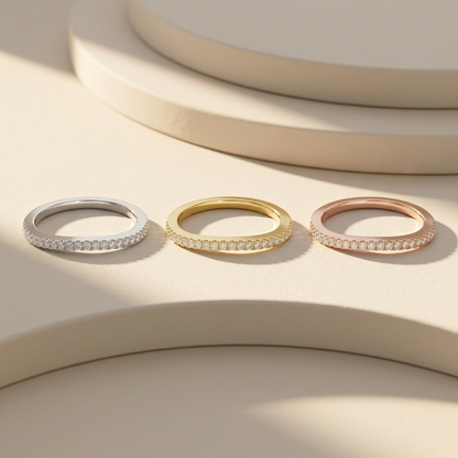 Round Cut Diamond Eternity Band Ring | Minimal Luxury Style