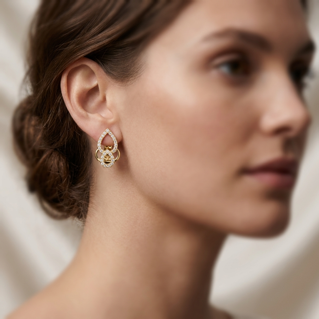 Round Lab Grown Diamond Teardrop Hoop Earrings