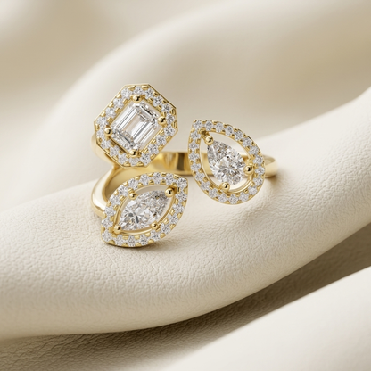Multi Shape Lab Grown Diamond Open Bypass Ring