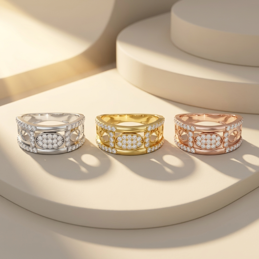 Modern Oval Frame Round Lab Grown Diamond Ring