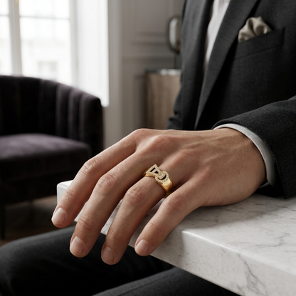Round Lab Grown Diamond Geometric Statement Ring