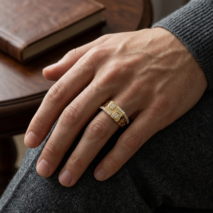 Geometric Round Lab Grown Diamond Statement Ring