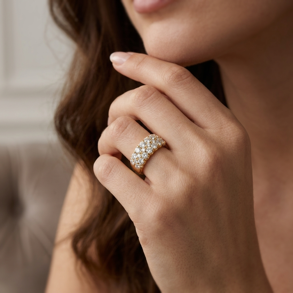 Round Lab Grown Diamond Multi Row Band Ring