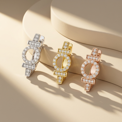 Round Lab Grown Diamond Geometric Hoop Earrings