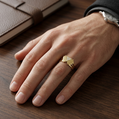 Round Lab Grown Diamond Triangle Statement Ring