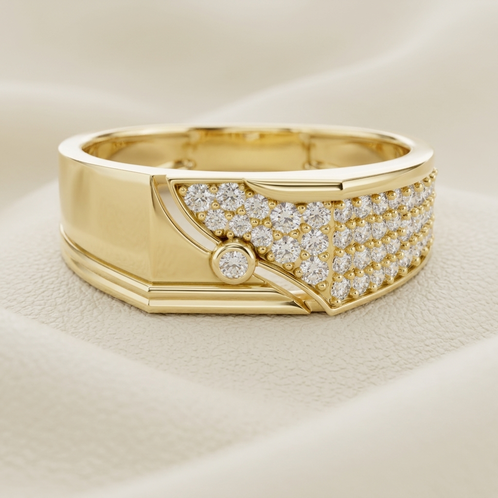 Modern Pavé Shield Lab Grown Diamond Statement Ring