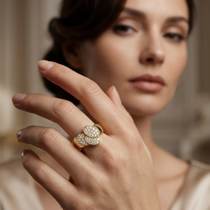 Round Lab Grown Diamond Floral Cluster Ring