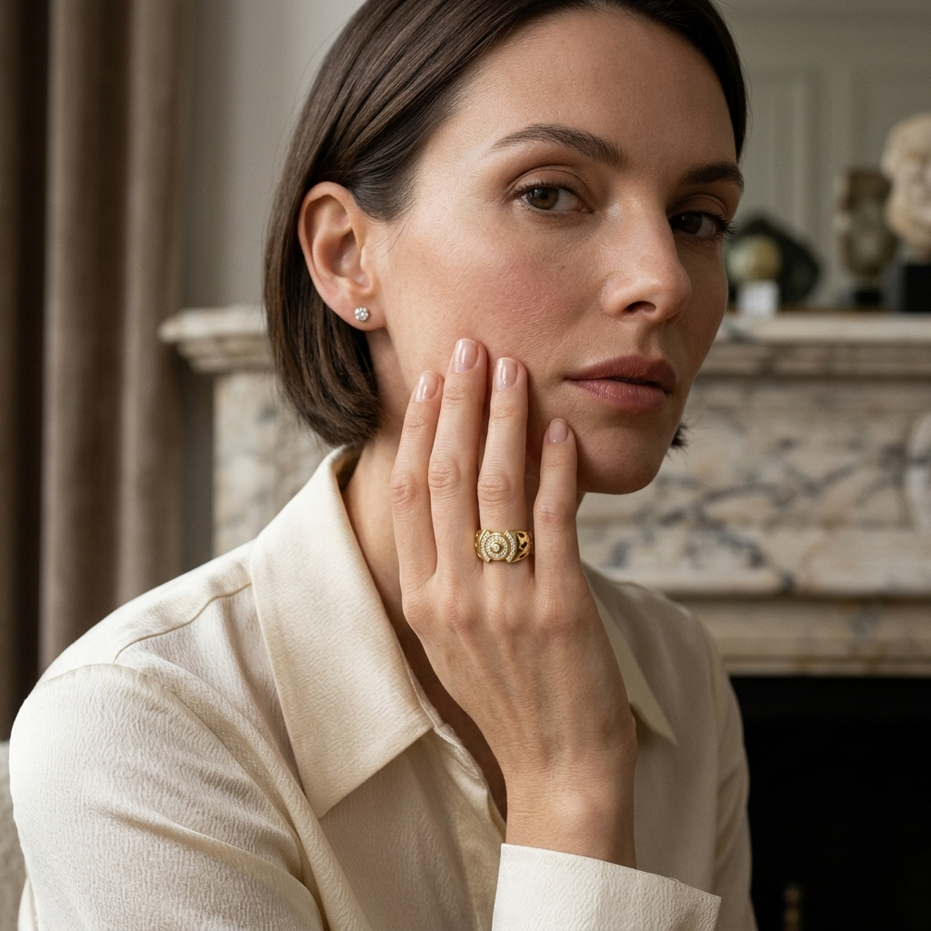 Round Lab Grown Diamond Statement Halo Ring