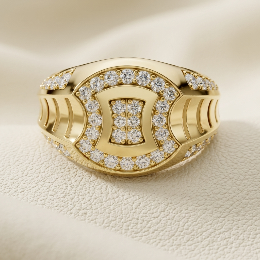 Round Lab Grown Diamond Signet Ring